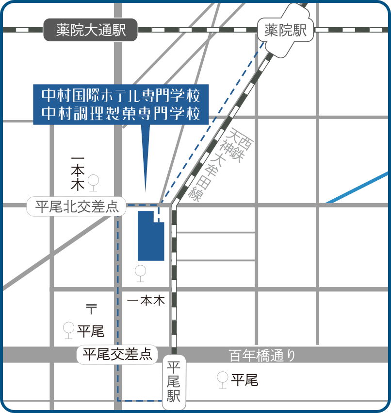 交通アクセス 中村国際ホテル専門学校 福岡 ホテル ブライダルのプロを育成する専門学校